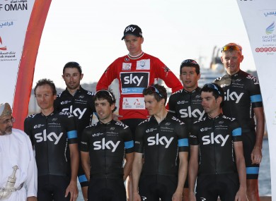 Henao, beside(red jersey) Chris Froome's right elbow, has been withdrawn from competitive action.