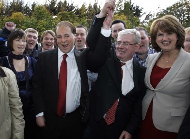 Patrick Nulty celebrates his October 2011 success with Eamon Gilmore and Joan Burton. He was expelled from the party six weeks later