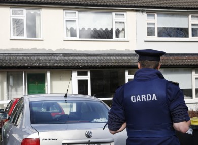 A Garda at the scene on Monday