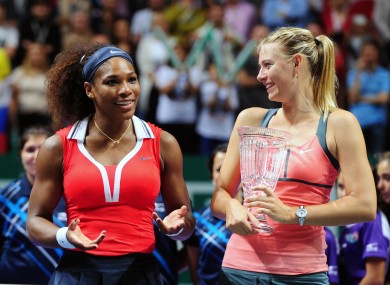 Williams and Sharapova, pictured here at the WTA Championships in 2012.