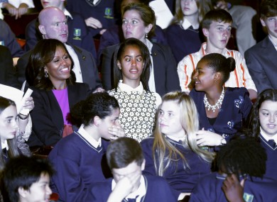 Malia Obama crosses her eyes at a special performance of Riverdance at the Gaiety Theatre on 17 June last year.