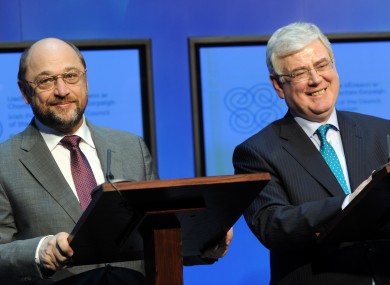 Martin Schulz with Eamon Gilmore on a visit to Dublin last year.