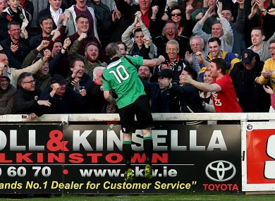 Jason Byrne celebrates scoring.