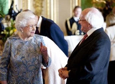 Queen Elizabeth and Michael D Higgins in Windsor Palace earlier today