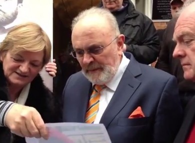 David Norris talks to protesters.