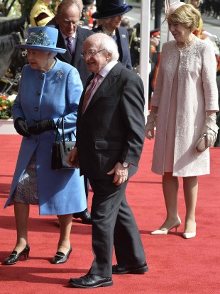 Michael D Higgins, his wife Sabina and Queen Elizabeth in Windsor yesterday.