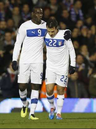 Mario Balotelli and Giuseppe Rossi playing up front together last year.