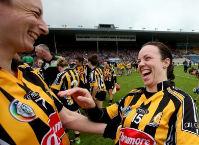 Kilkenny’s Elaine Aylward and Aoife Neary celebrate.