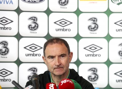 Ireland manager Martin O'Neill pictured at today's press conference.