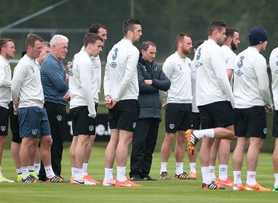 The Ireland side pictured training in Malahide yesterday.