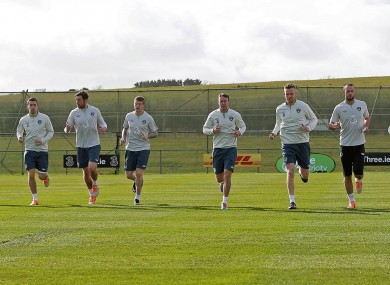 The Ireland squad training at Gannon Park.