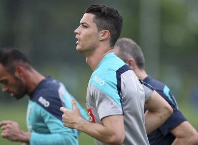 Cristiano Ronaldo during training of the national team recently.
