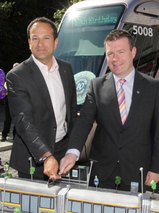 Leo Varadkar and Alan Kelly at an event celebrating 10 years of the Luas today