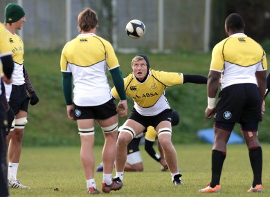 Franco van der Merwe training with the Springboks in 2013.