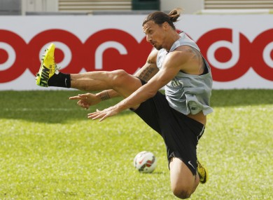 Zlatan Ibrahimovic in training with PSG.