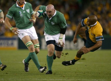 Keith Wood skittles George Gregan in the 2003 World Cup.