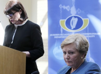 Emily Logan and Frances Fitzgerald at the launch of the report today.