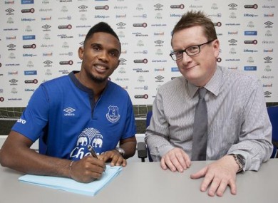 Eto'o signs on the dotted line.