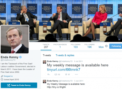 Enda Kenny's inactive Twitter account