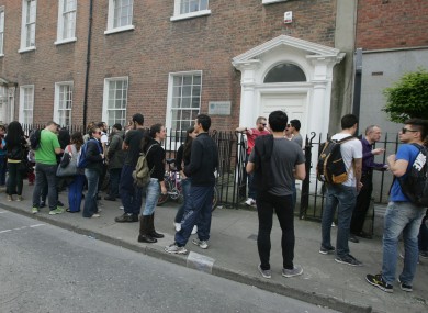 Students from the Millennium College arrive at the college on Dominick Street Dublin, to find that it has closed.