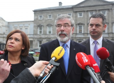 Sinn Féin's Mary Lou McDonald, Gerry Adams and Pearse Doherty