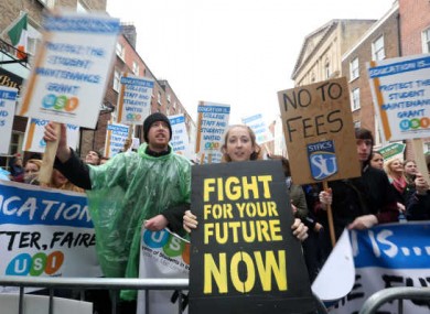 Students marched through Dublin city towards Leinster House in Protest against cuts to education last week.