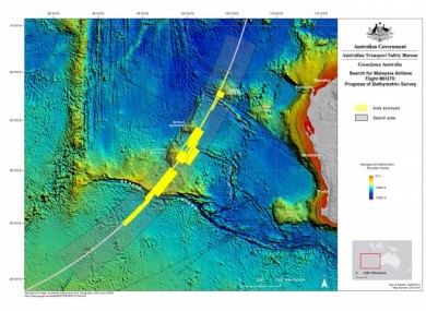 The desolate stretch of the Indian Ocean where the plane is thought to have crashed.