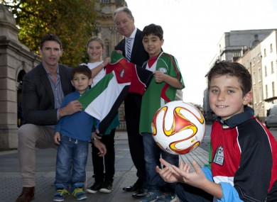 Brian Kerr helps launch Gaza Kids to Ireland this morning.