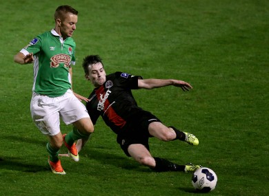 Cork City host Bohemians and must win to keep up the pressure on Dundalk. Liam Kearney (left) and Karl Moore when the sides met earlier in the season.
