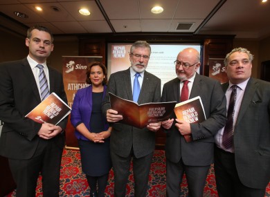 Sinn Féin launching its pre-Budget submission at a Dublin hotel this week.