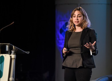 Ayah Bdeir of littleBits speaking at the Web Summit.