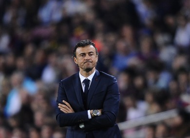 FC Barcelona's coach Luis Enrique looks on during tonight's match.