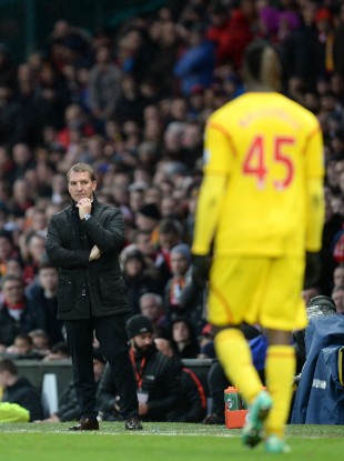 Rodgers during Sunday's defeat to Manchester United.