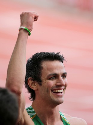 Thomas Barr celebrates setting his national record.