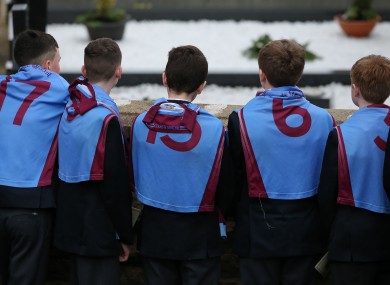 Students at the funeral on Sunday.