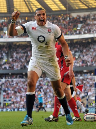 Burrell celebrates against Wales in Twickenham last year.