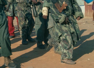 File photo showing child soldiers in Angola.