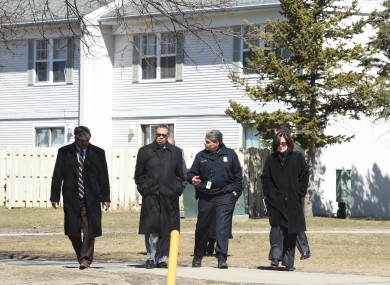 Investigators at the scene yesterday.