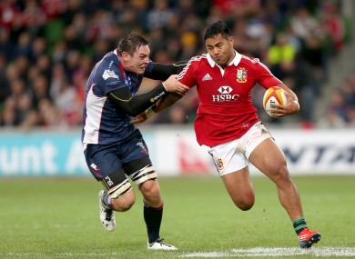 Gareth Delve tries to tackle Manu Tuilagi during the last Lions tour.