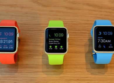 A a selection of the new and colourful Apple Watches