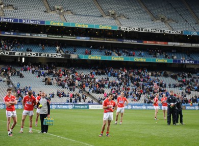 Disappointment for the Cork players after yesterday's loss.