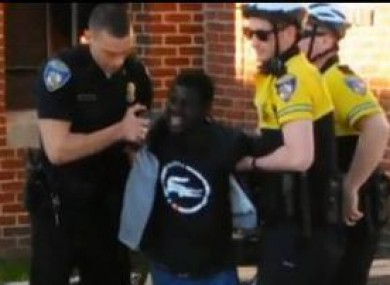Screengrab from footage of police arresting Freddie Gray on 12 April.