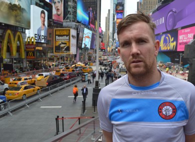 PJ Banville pictured in Times Square this week.