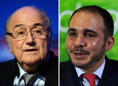 File photos of the two contenders in the FIFA presidential election Sepp Blatter (left) and Prince Ali Bin Al Hussein (right).