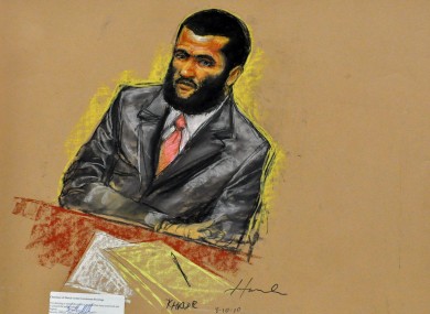 A court sketch of Omar Khadr.