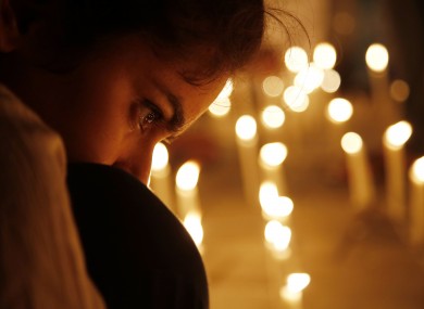 A vigil in Mumbai for the victims of the earthquake.