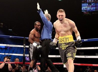Jason Quigley celebrates stopping Howard Reece last year.