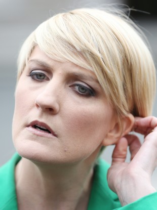 Averil Power outside Leinster House yesterday