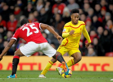 Raheem Sterling in action against Manchester United.