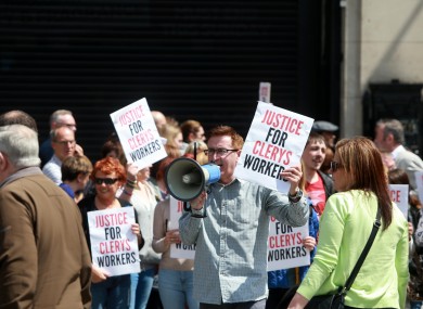 Former workers of Clerys after attending an emergency meeting in Liberty Hall on Saturday to discuss what action could be taken.